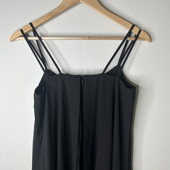 Sachin & Babi Dress Black Layered Strappy Cape Wings With Gold Accent Trim Sz 2 - Picture 7 of 12